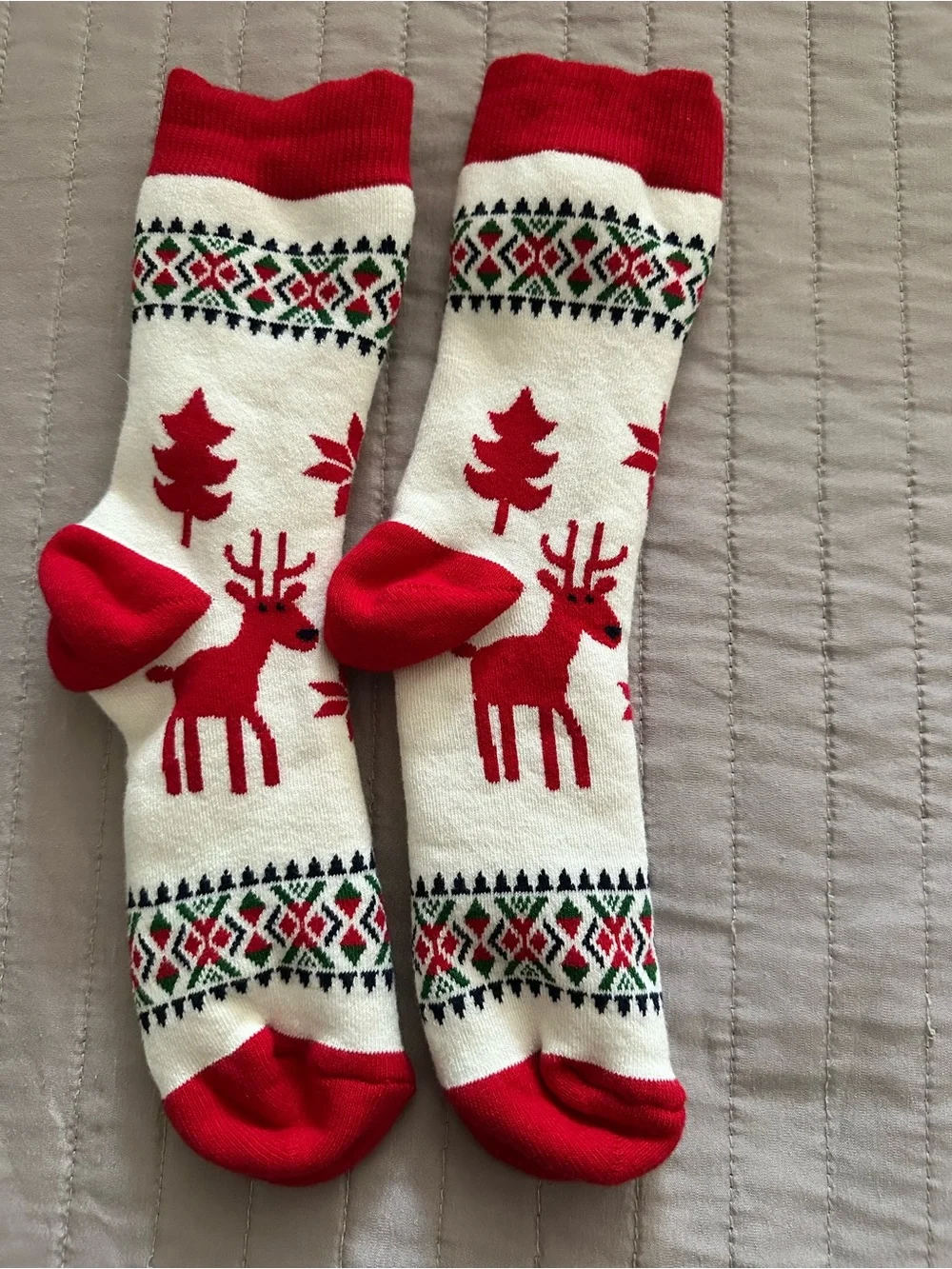 Hanna Andersson Festive Red & White Reindeer Holiday Lounge Socks